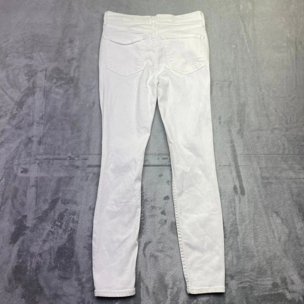 Free People White Distressed Skinny Jeans High Rise Blown Out Knee‎ Sz 26 NWT